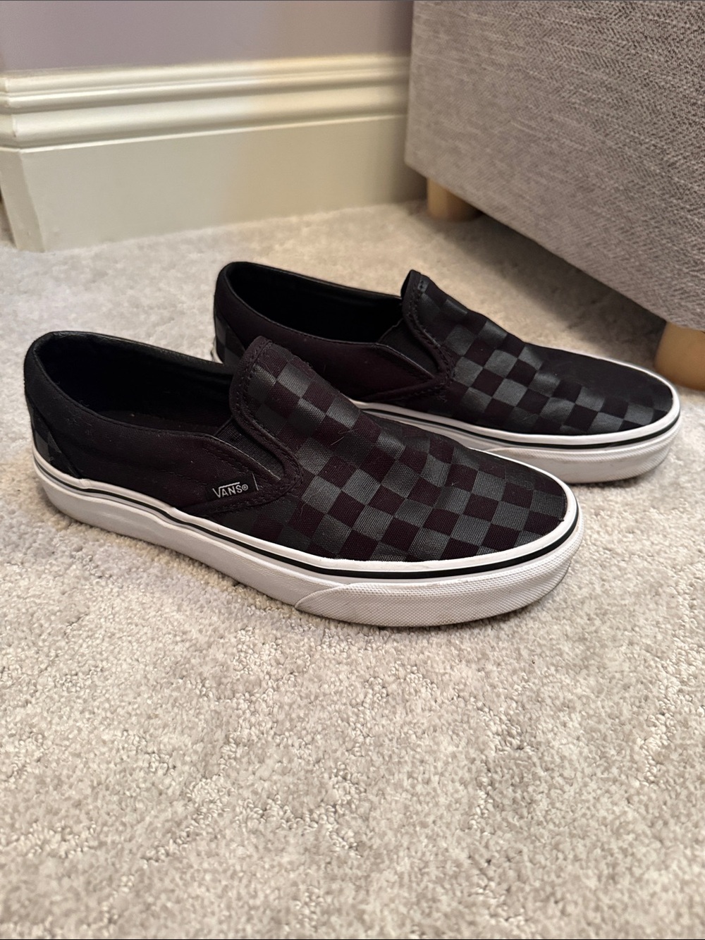Vans Checkerboard Slip-On Sneakers - Black/Charcoal